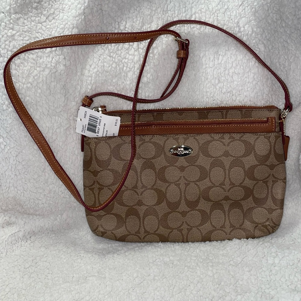 Coach Signature Canvas Crossbody Bag in Khaki/Brown